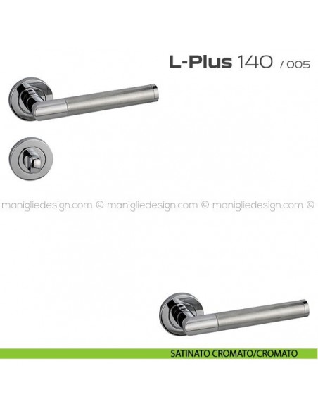 Maniglia per porta con nottolino 140 L-Plus Reguitti satinato cromato/cromato