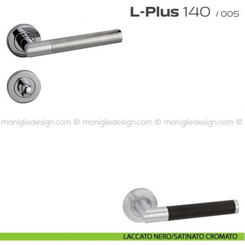 Maniglia per porta con nottolino 140 L-Plus Reguitti laccato nero/satinato cromato