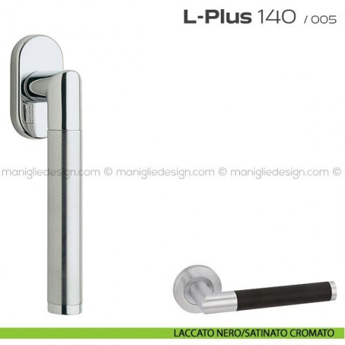 Maniglia per finestra martellina 140 L-Plus Reguitti laccato nero/satinato cromato
