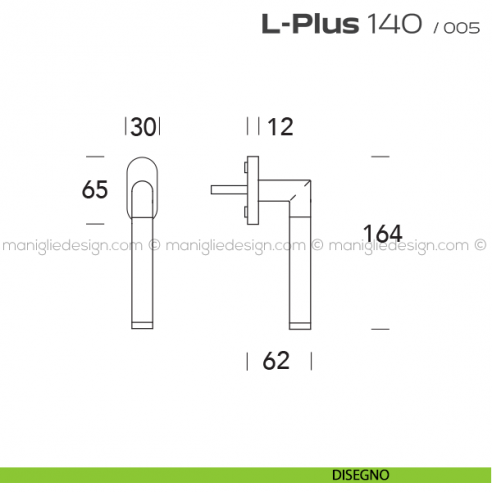 Maniglia per finestra martellina 140 L-Plus Reguitti disegno