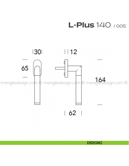 Maniglia per finestra martellina 140 L-Plus Reguitti disegno
