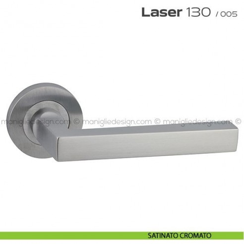 Maniglia per porta Laser 130 Reguitti con rosetta tonda satinato cromato