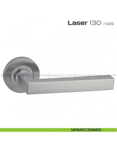Maniglia per porta Laser 130 Reguitti con rosetta tonda satinato cromato