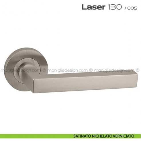 Maniglia per porta Laser 130 Reguitti con rosetta tonda satinato nichelato verniciato