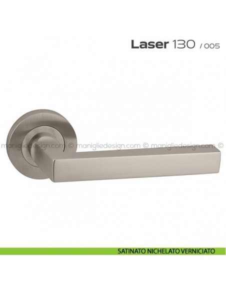 Maniglia per porta Laser 130 Reguitti con rosetta tonda satinato nichelato verniciato