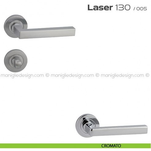Maniglia per porta con nottolino Laser 130 Reguitti con rosetta tonda cromato