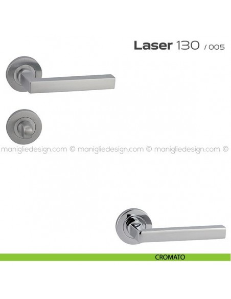 Maniglia per porta con nottolino Laser 130 Reguitti con rosetta tonda cromato