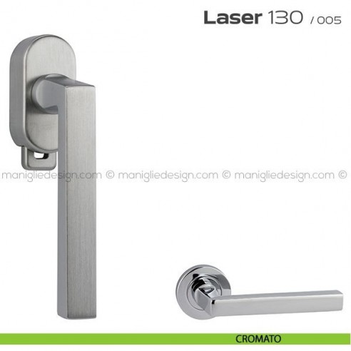 Maniglia DK per finestra con pulsante su placca Laser 130 Reguitti cromato