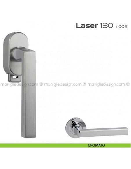 Maniglia DK per finestra con pulsante su placca Laser 130 Reguitti cromato