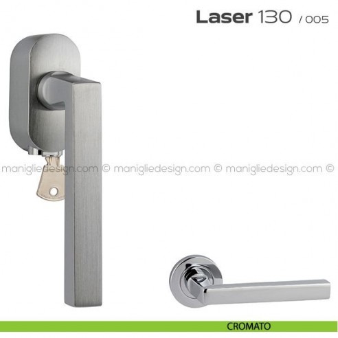 Maniglia DK per finestre con chiave su placca Laser 130 Reguitti cromato