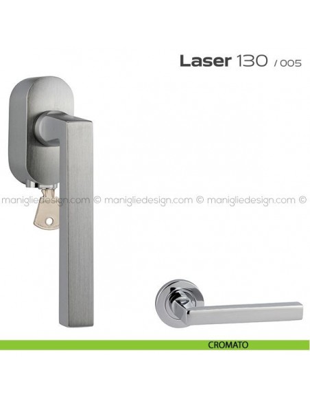 Maniglia DK per finestre con chiave su placca Laser 130 Reguitti cromato
