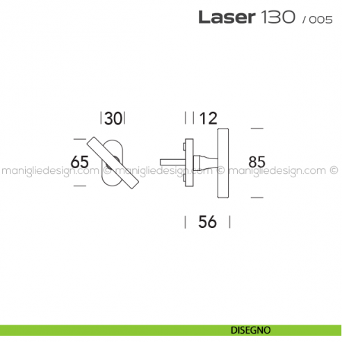 Maniglia martellina DK per finestra impugnatura a T Laser 130 Reguitti disegno