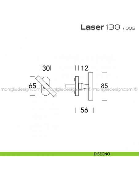 Maniglia martellina DK per finestra impugnatura a T Laser 130 Reguitti disegno