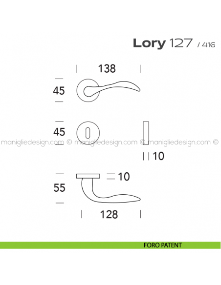 Maniglia per porta 127 Lory Reguitti foro patent