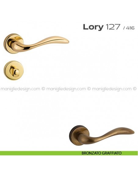 Maniglia per porta con nottolino 127 Lory Reguitti bronzato graffiato