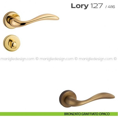 Maniglia per porta con nottolino 127 Lory Reguitti bronzato graffiato opaco