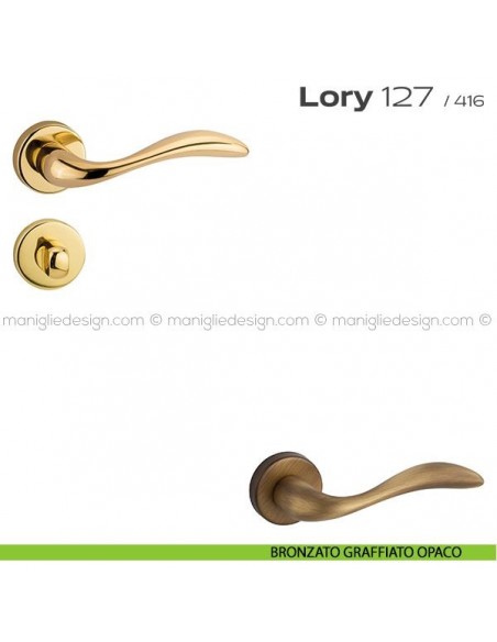 Maniglia per porta con nottolino 127 Lory Reguitti bronzato graffiato opaco