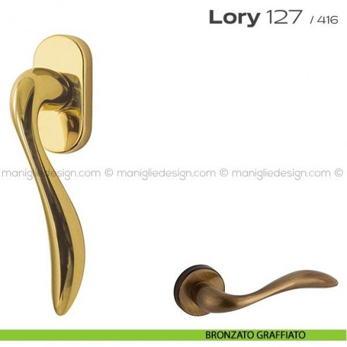 Maniglia per finestra martellina 127 Lory Reguitti bronzato graffiato