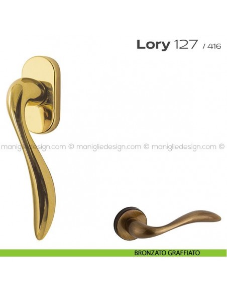 Maniglia per finestra martellina 127 Lory Reguitti bronzato graffiato