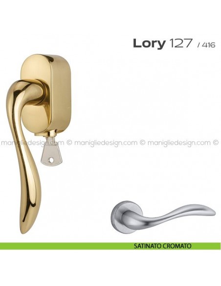 Maniglia per finestra DK con chiave su placca 127 Lory Reguitti satinato cromato