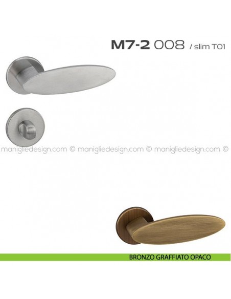 Maniglia per porta con nottolino 008 M7-2 Reguitti bronzato graffiato opaco