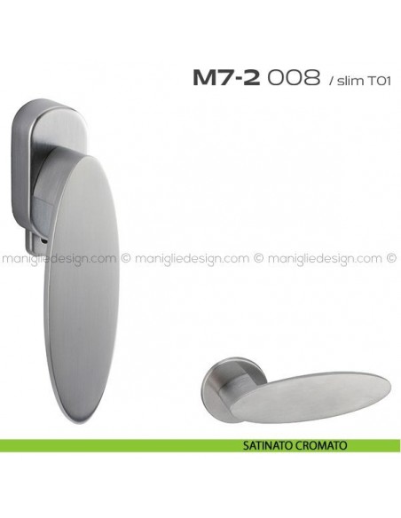 Maniglia per finestra DK con pulsante su placca 008 M7-2 Reguitti satinato cromato