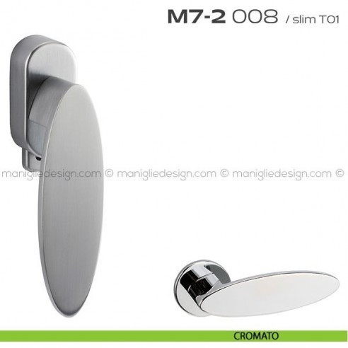 Maniglia per finestra DK con pulsante su placca 008 M7-2 Reguitti cromato
