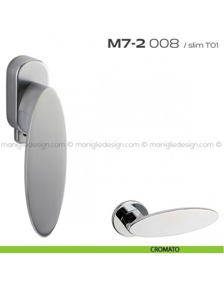 Maniglia per finestra DK con pulsante su placca 008 M7-2 Reguitti cromato