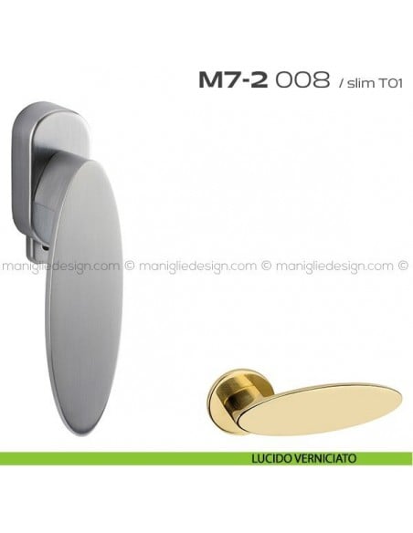 Maniglia per finestra DK con pulsante su placca 008 M7-2 Reguitti lucido verniciato