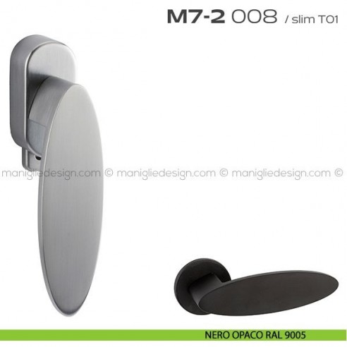 Maniglia per finestra DK con pulsante su placca 008 M7-2 Reguitti nero opaco RAL 9005