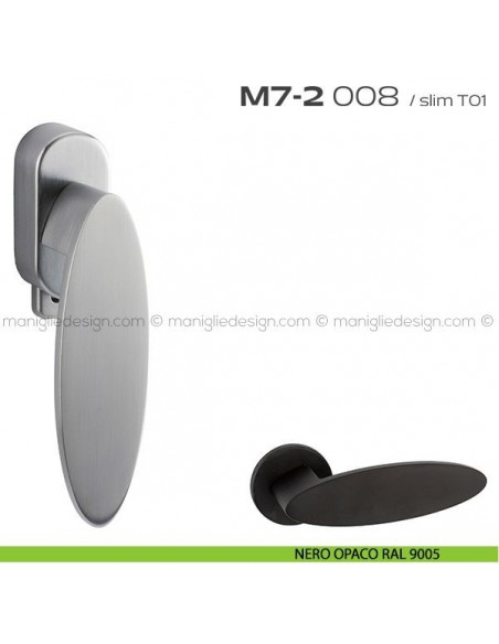 Maniglia per finestra DK con pulsante su placca 008 M7-2 Reguitti nero opaco RAL 9005