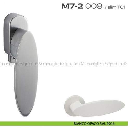 Maniglia per finestra DK con pulsante su placca 008 M7-2 Reguitti bianco opaco RAL 9016