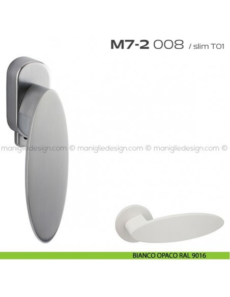 Maniglia per finestra DK con pulsante su placca 008 M7-2 Reguitti bianco opaco RAL 9016