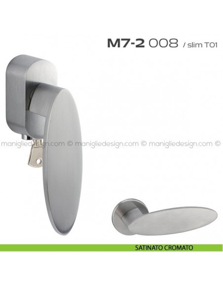 Maniglia per finestra martellina DK con chiave 008 M7-2 Reguitti satinato cromato