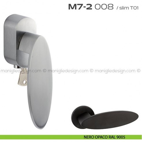 Maniglia per finestra martellina DK con chiave 008 M7-2 Reguitti nero opaco RAL 9005