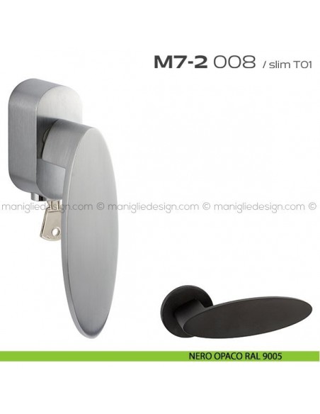 Maniglia per finestra martellina DK con chiave 008 M7-2 Reguitti nero opaco RAL 9005