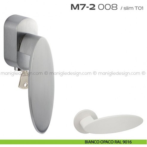 Maniglia per finestra martellina DK con chiave 008 M7-2 Reguitti bianco opaco RAL 9016