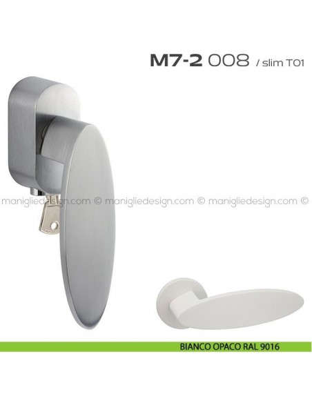 Maniglia per finestra martellina DK con chiave 008 M7-2 Reguitti bianco opaco RAL 9016