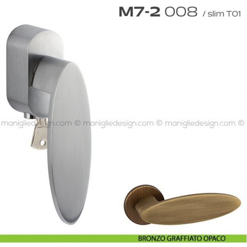 Maniglia per finestra martellina DK con chiave 008 M7-2 Reguitti bronzo graffiato opaco