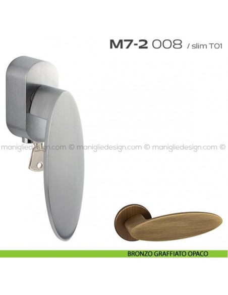 Maniglia per finestra martellina DK con chiave 008 M7-2 Reguitti bronzo graffiato opaco
