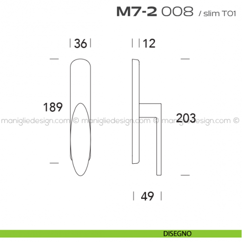 Maniglia per finestra cremonese 008 M7-2 Reguitti disegno