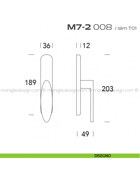 Maniglia per finestra cremonese 008 M7-2 Reguitti disegno