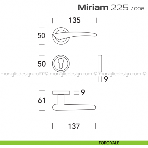 Maniglia per porta 225 Miriam Reguitti foro yale
