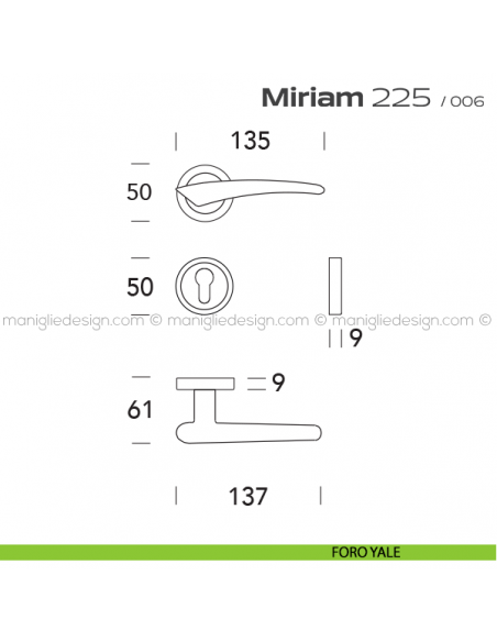 Maniglia per porta 225 Miriam Reguitti foro yale