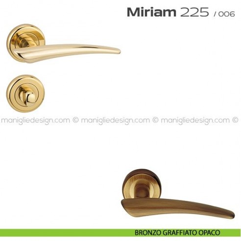 Maniglia per porta con nottolino 225 Miriam Reguitti bronzato graffiato
