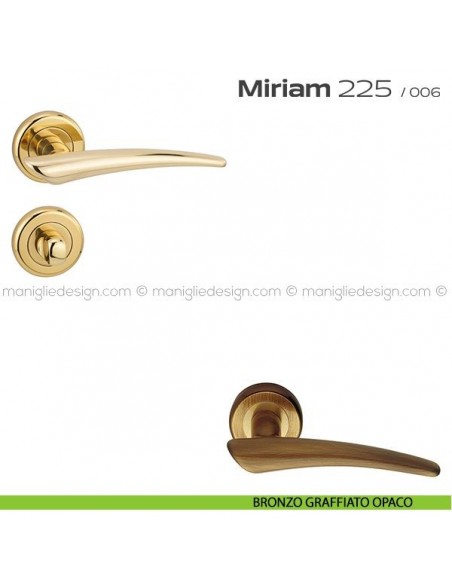 Maniglia per porta con nottolino 225 Miriam Reguitti bronzato graffiato