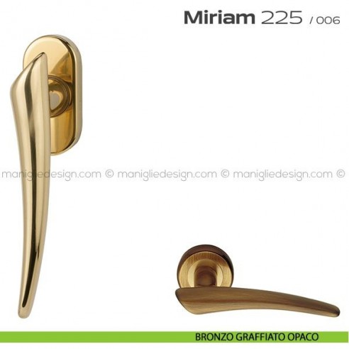 Maniglia per finestra DK con pulsante su placca 225 Miriam Reguitti bronzato graffiato