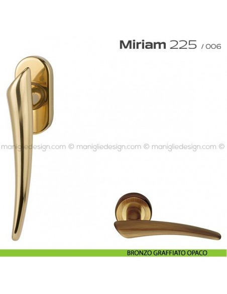 Maniglia per finestra DK con pulsante su placca 225 Miriam Reguitti bronzato graffiato