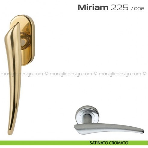 Maniglia per finestra DK con pulsante su placca 225 Miriam Reguitti satinato cromato