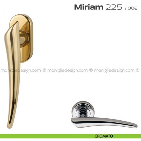 Maniglia per finestra DK con pulsante su placca 225 Miriam Reguitti cromato